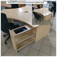 D08 - Cluster desk 3 x seater with pull out pedestal @ R3950.00